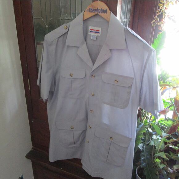 90s Vintage French Connection Men Button Down Shirt L Short Sleeves 4 Pockets - Picture 9 of 17